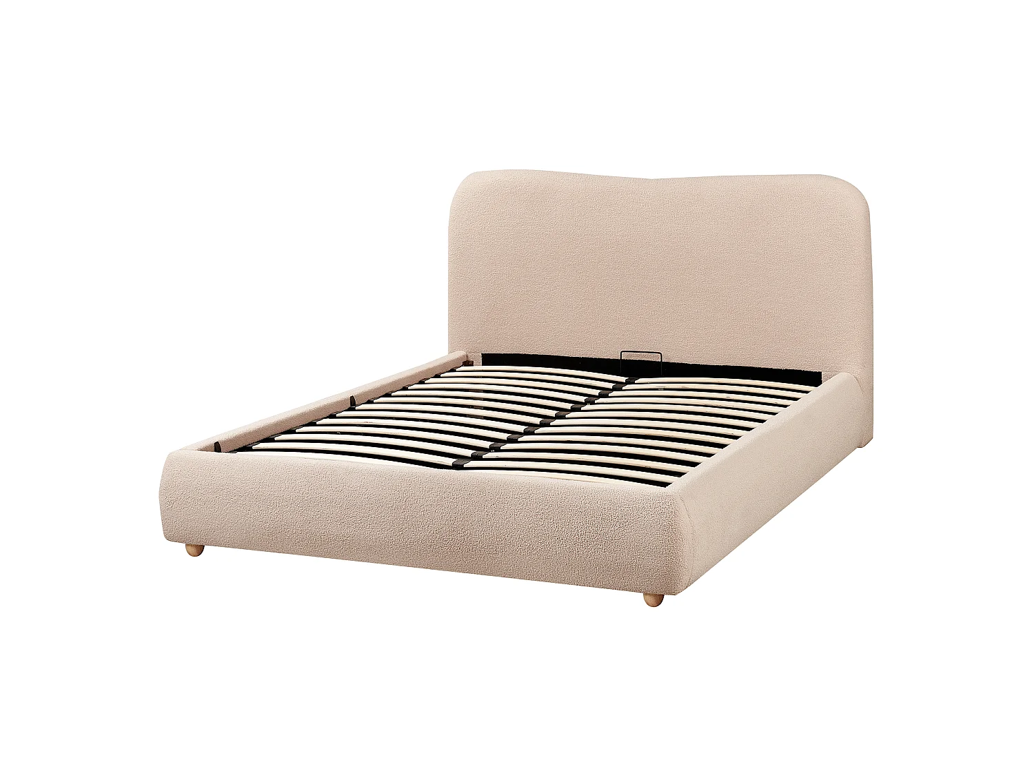 Ottoman Bed BLAGNAC Boucle Beige 140 x 200 cm (EU Double)