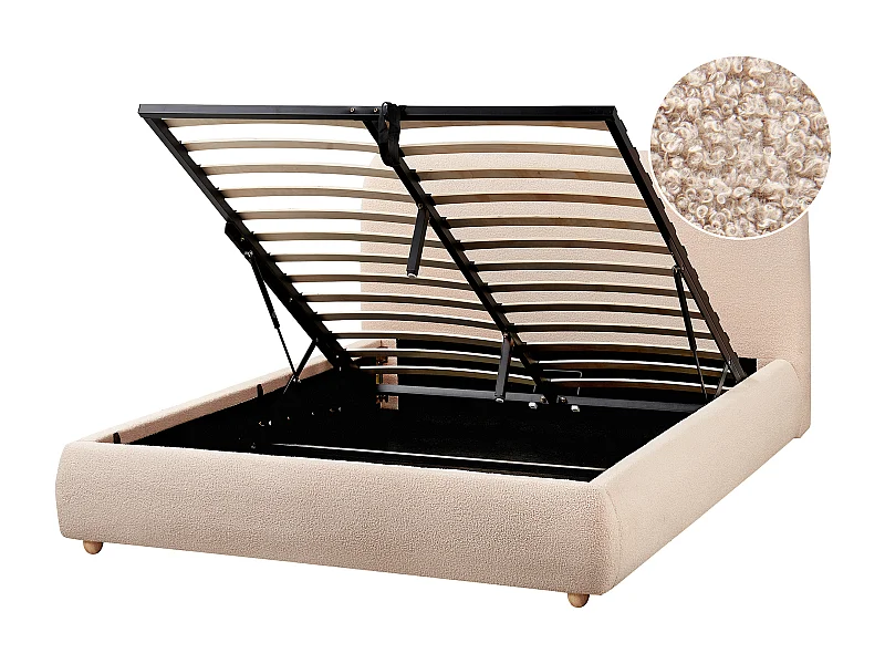 Lit ottoman Bouclé BLAGNAC 140 x 200 cm Beige
