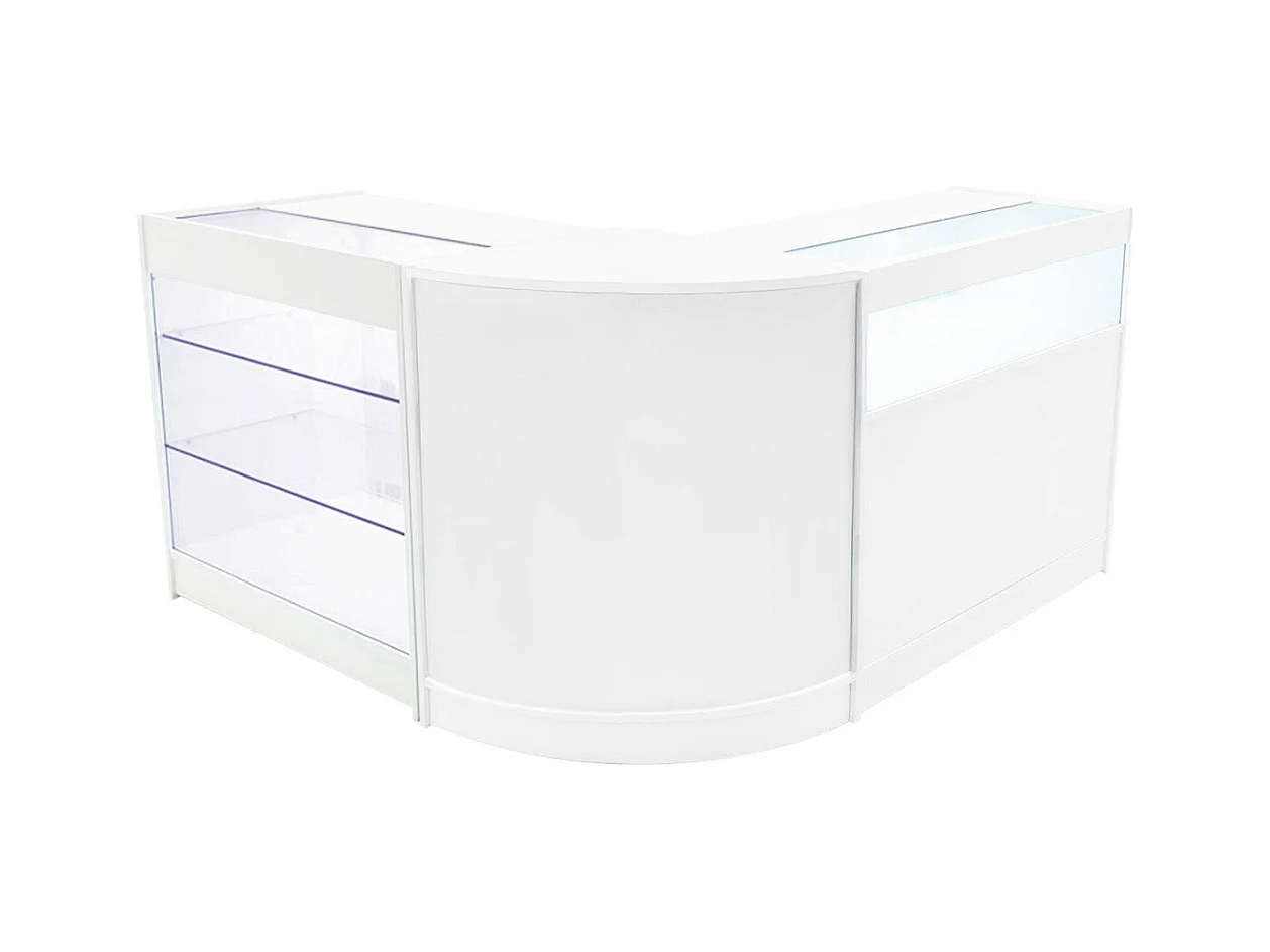 Set Mostradores Comerciales con Luz LED "TRITON" CM60 + K900 + B900 – Blanco