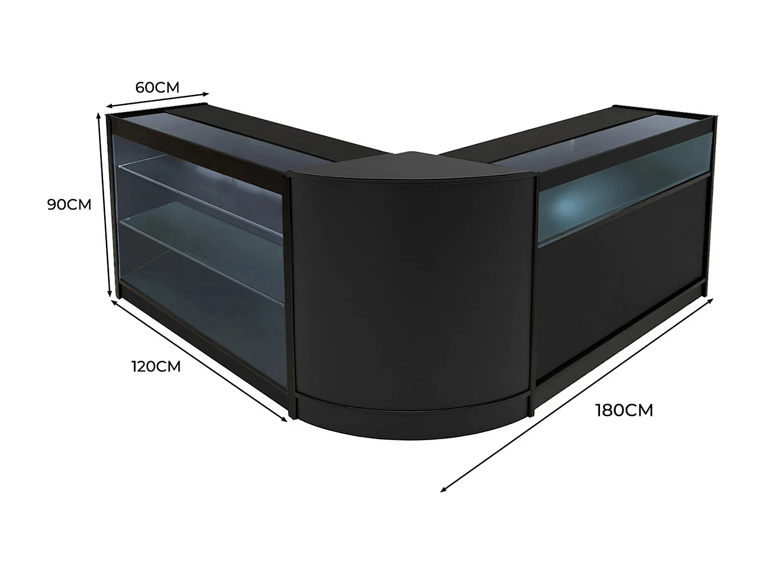 Triton LED Winkel Toonbank Set K1200, B1200 & CM60 - Zwart