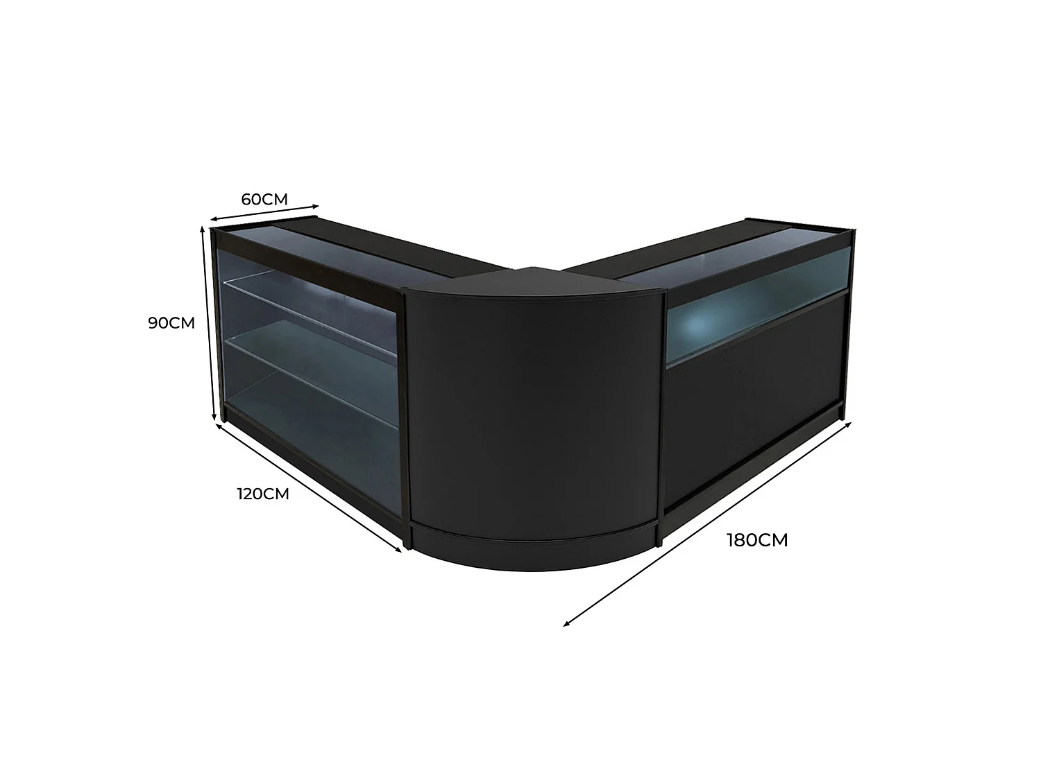Comptoirs de Vente à LED Ensemble Triton - Noir CM60, K1200, B1200