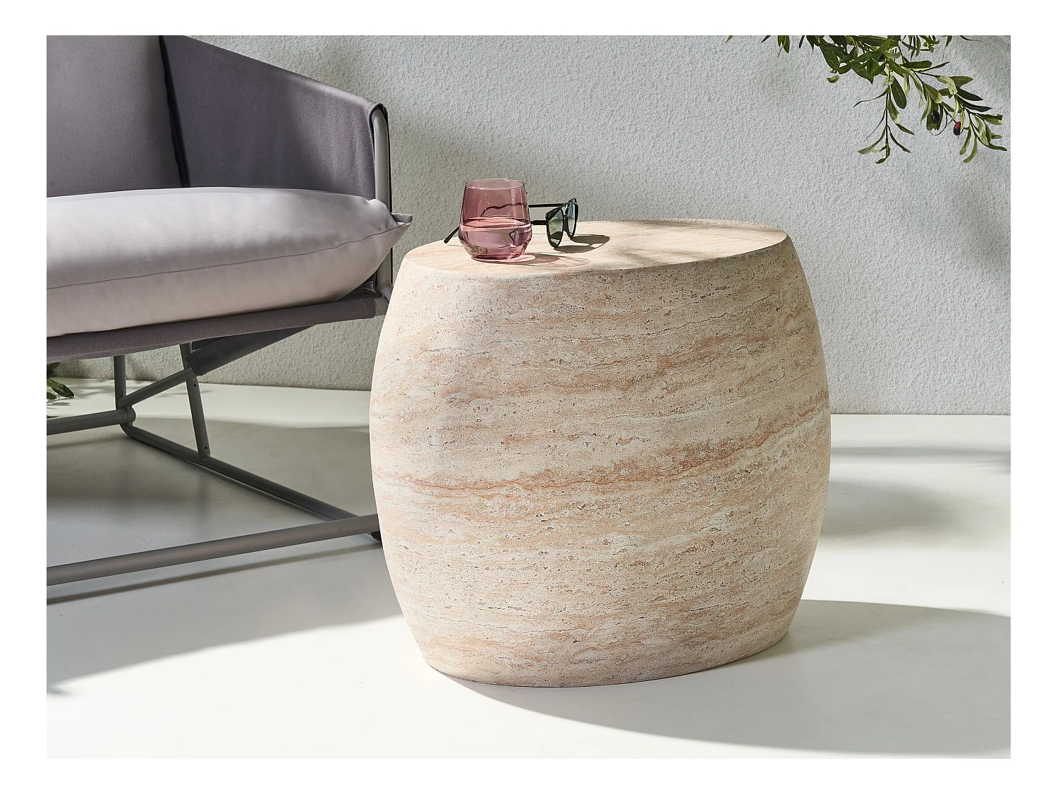 Table d'appoint RICADI Effet travertin