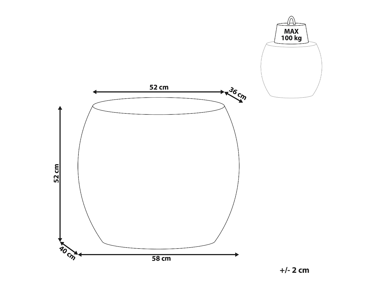 Table d'appoint RICADI 40 cm 58 cm Effet travertin
