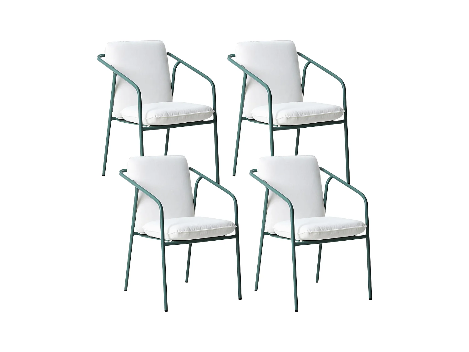 Lot de 4 chaises de jardin avec coussins ASCIANO Métal Vert