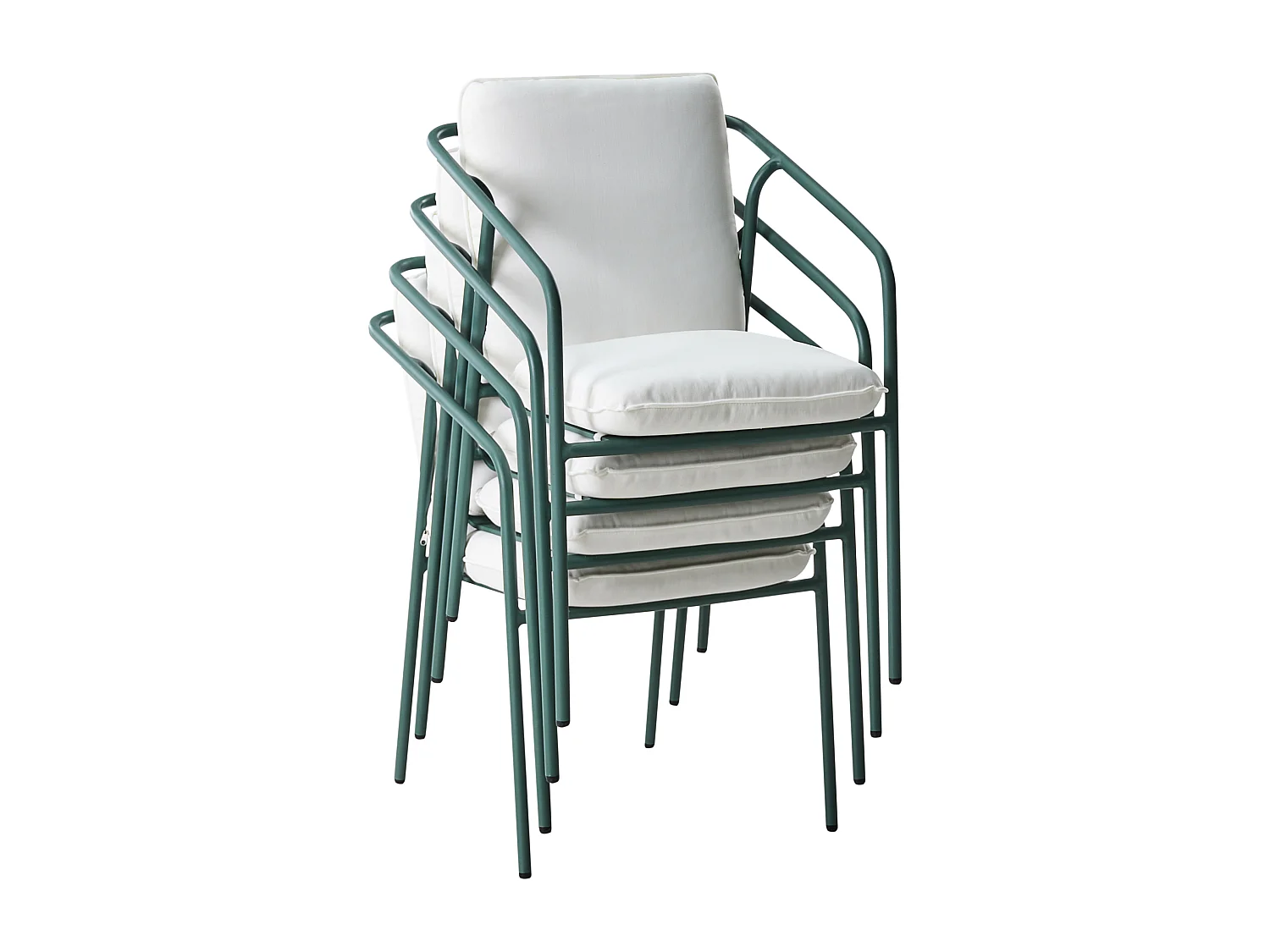 Lot de 4 chaises de jardin avec coussins ASCIANO Métal Vert