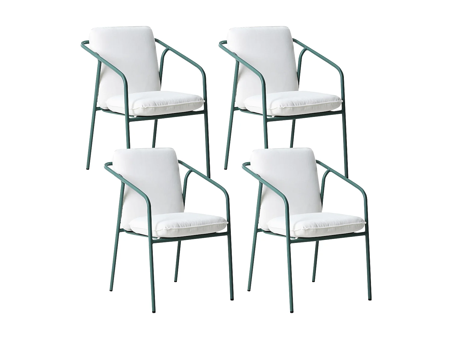 Lot de 4 chaises de jardin avec coussins ASCIANO Métal Vert