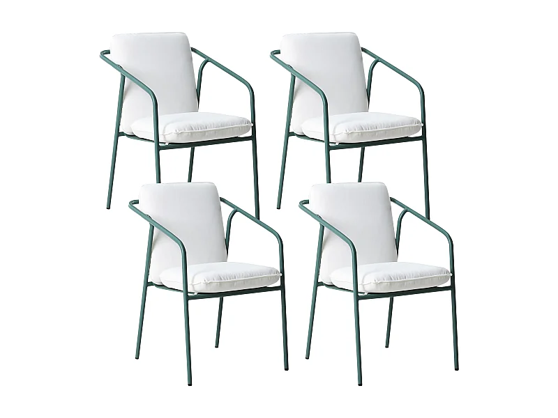 Lot de 4 chaises de jardin avec coussins ASCIANO Métal Vert