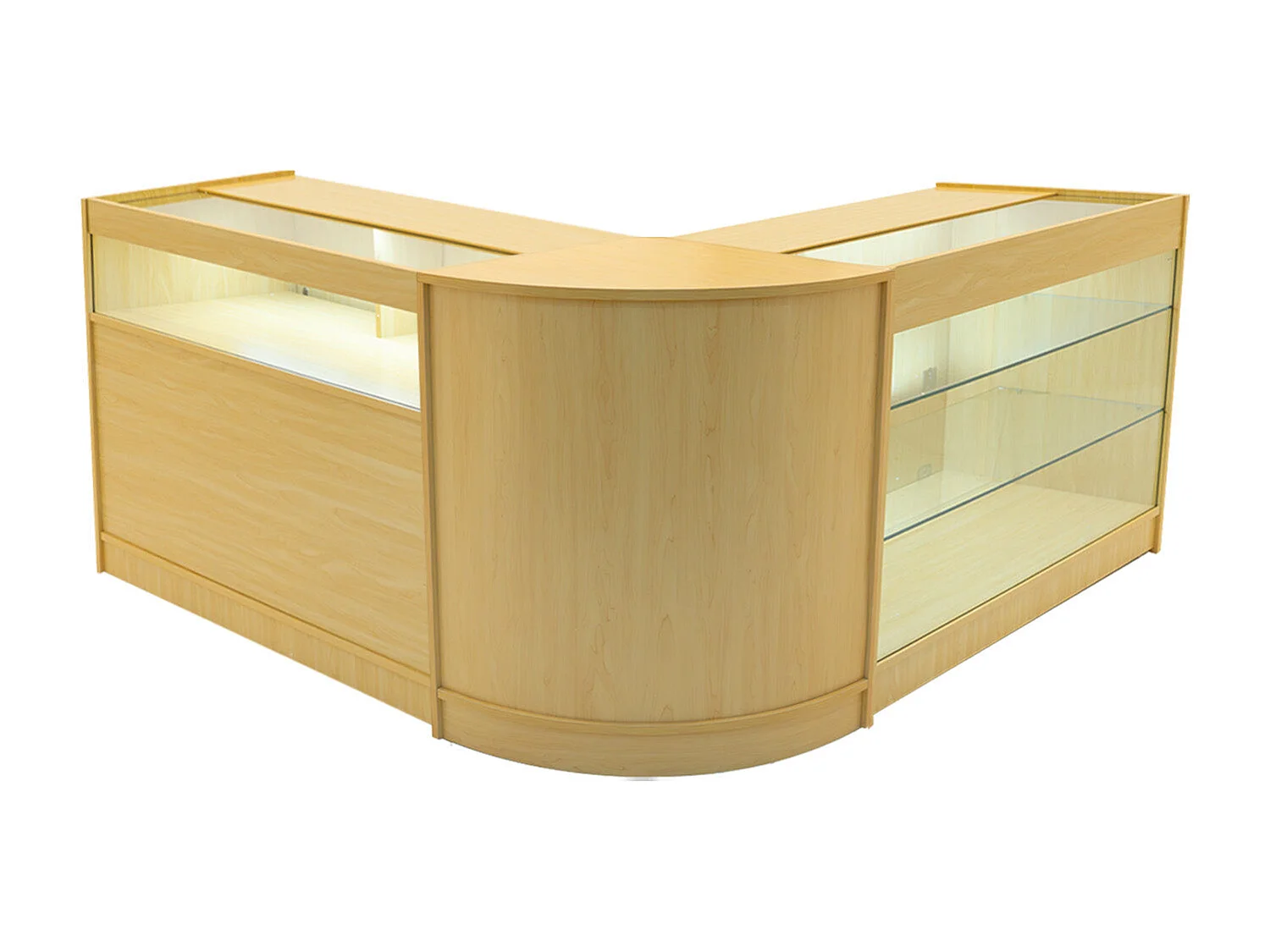 Set Mostradores Comerciales con Luz LED "TRITON" CM60 + K1200 + B1200 – Arce