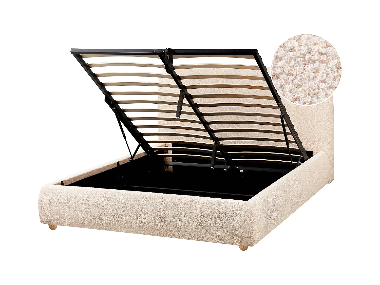 Lit ottoman Bouclé BLAGNAC 140 x 200 cm Beige clair