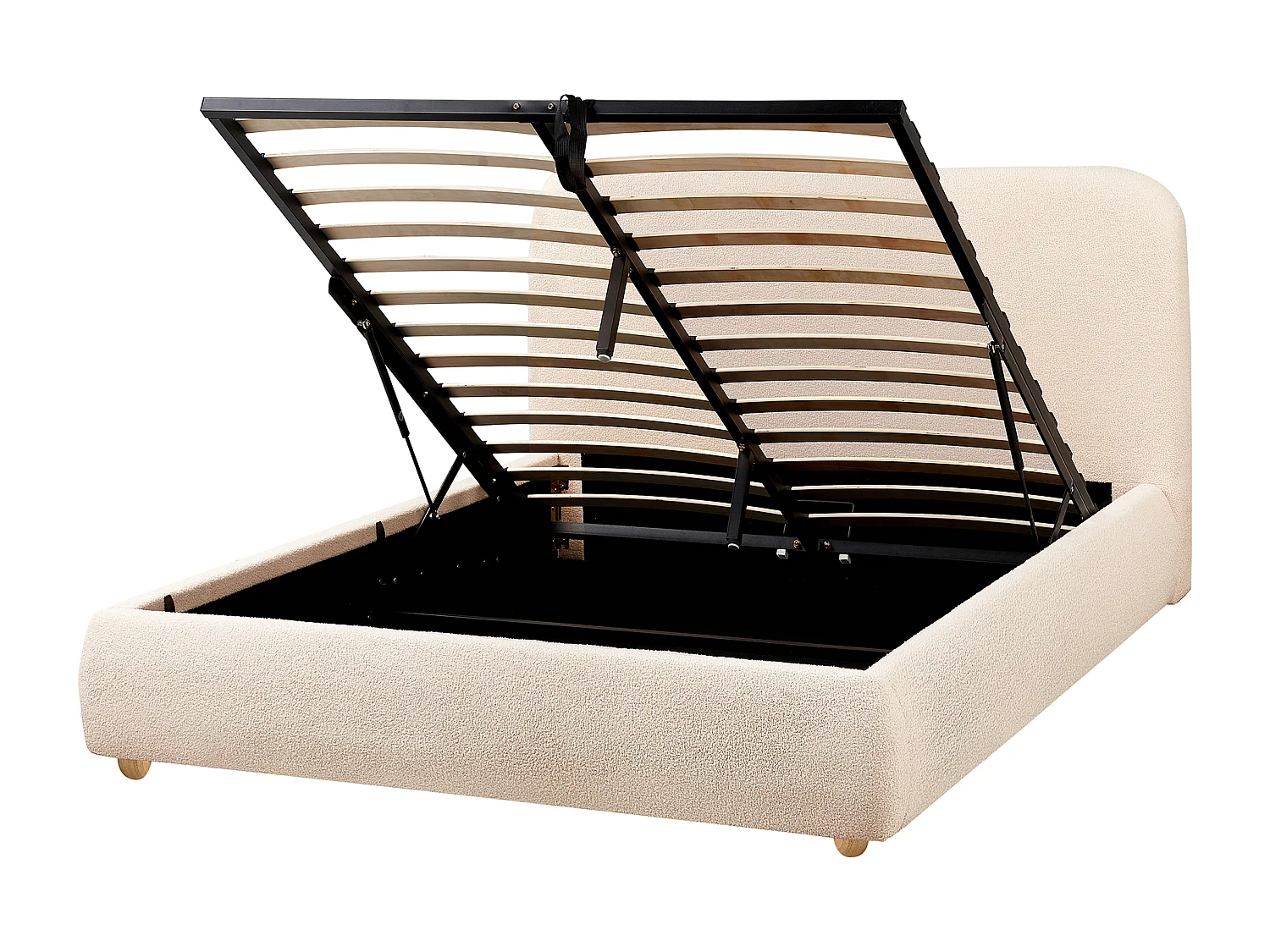 Lit ottoman Bouclé BLAGNAC 140 x 200 cm Beige clair