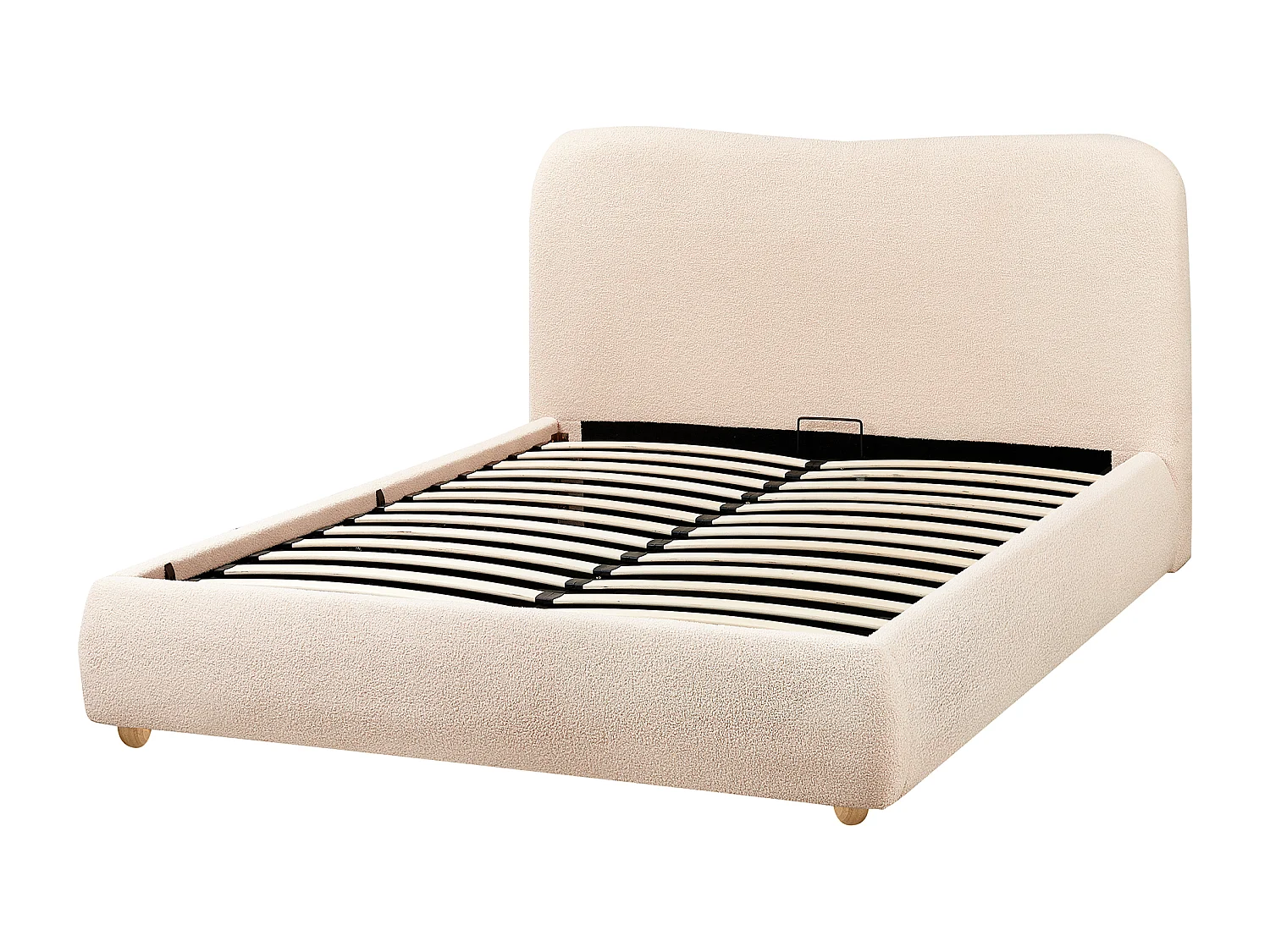 Lit ottoman Bouclé BLAGNAC 140 x 200 cm Beige clair