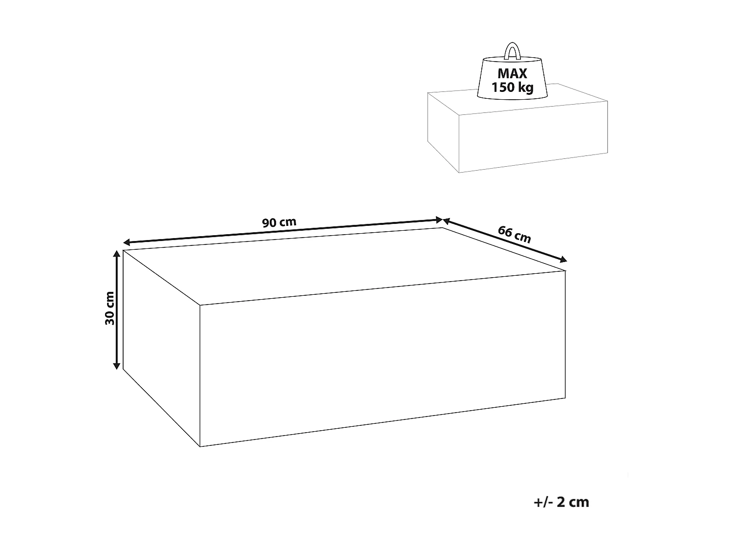 Table basse NOBRES 90 cm 66 cm Effet travertin