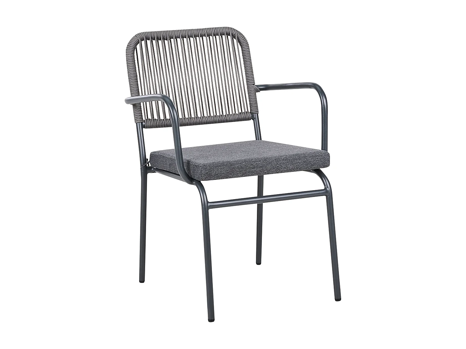 Lot de 4 chaises de jardin avec coussins TACENO Métal Gris