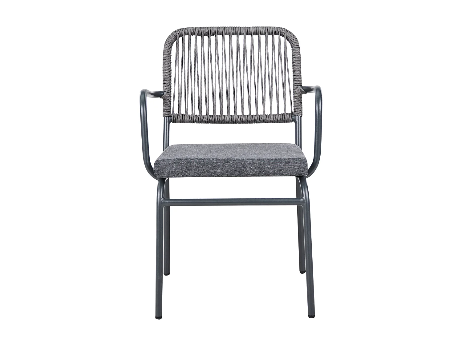 Lot de 4 chaises de jardin avec coussins TACENO Métal Gris