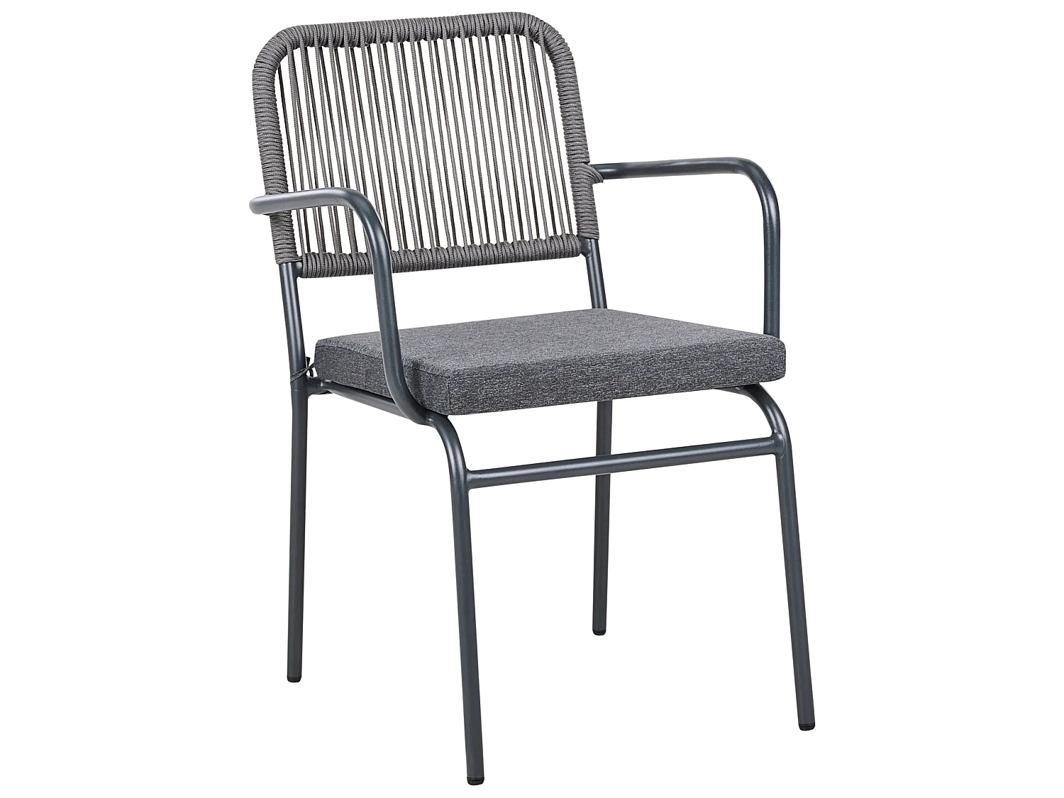 Lot de 4 chaises de jardin avec coussins TACENO Métal Gris