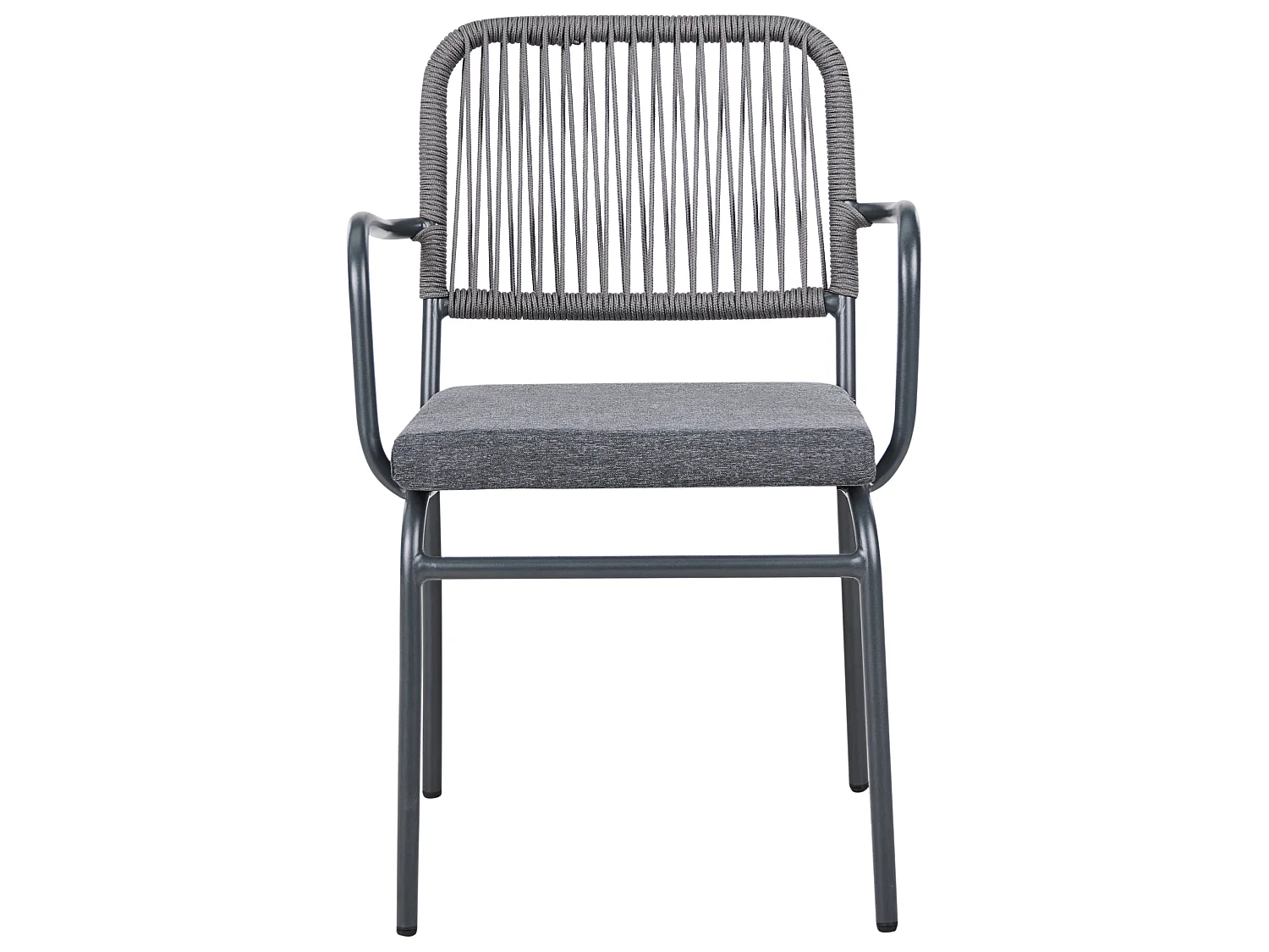 Lot de 4 chaises de jardin avec coussins TACENO Métal Gris