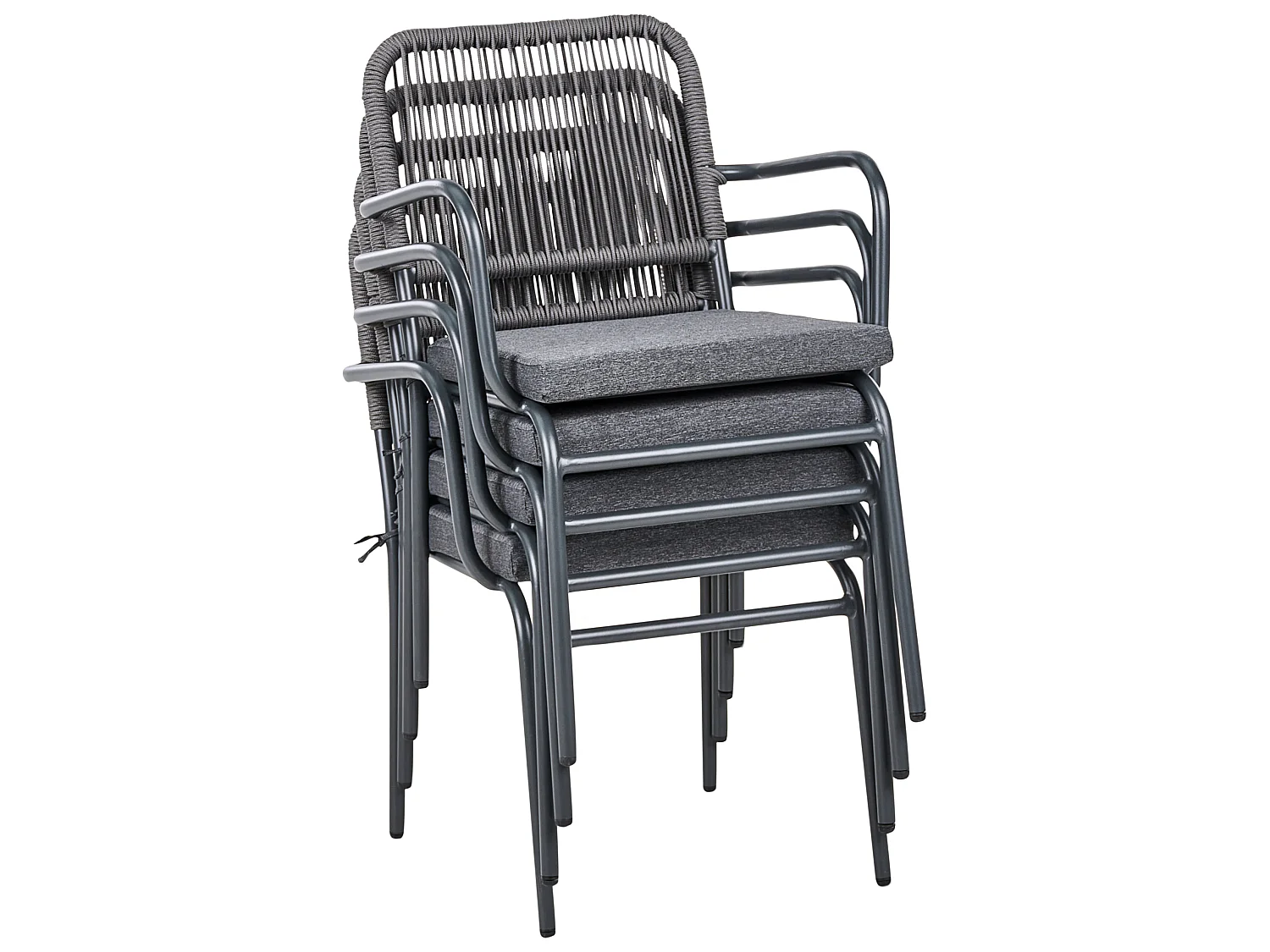 Lot de 4 chaises de jardin avec coussins TACENO Métal Gris