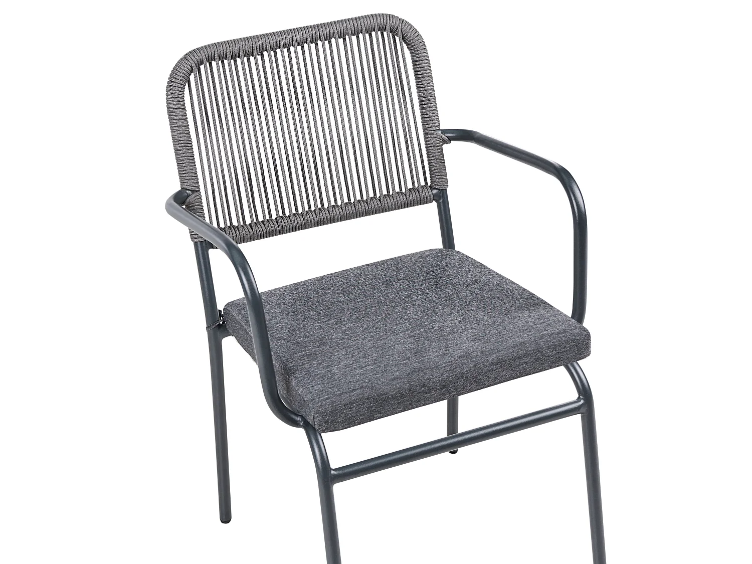 Lot de 4 chaises de jardin avec coussins TACENO Métal Gris