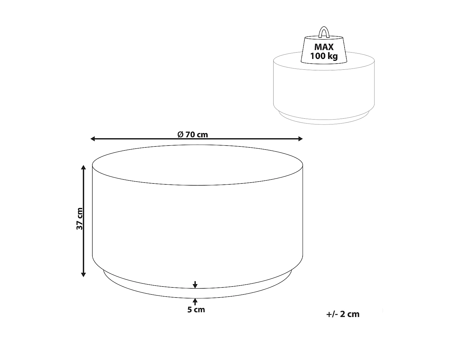 Table basse ASIERIO 70 cm 70 cm Effet travertin