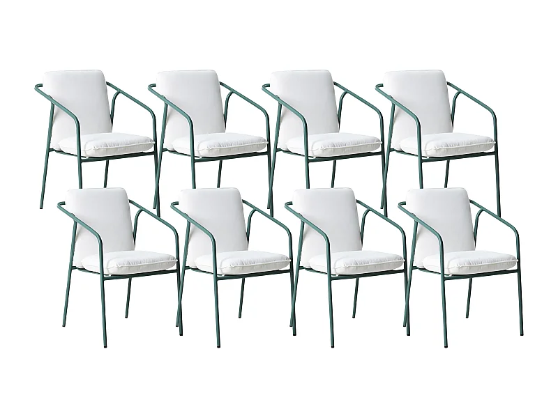 Lot de 8 chaises de jardin avec coussins ASCIANO Métal Vert