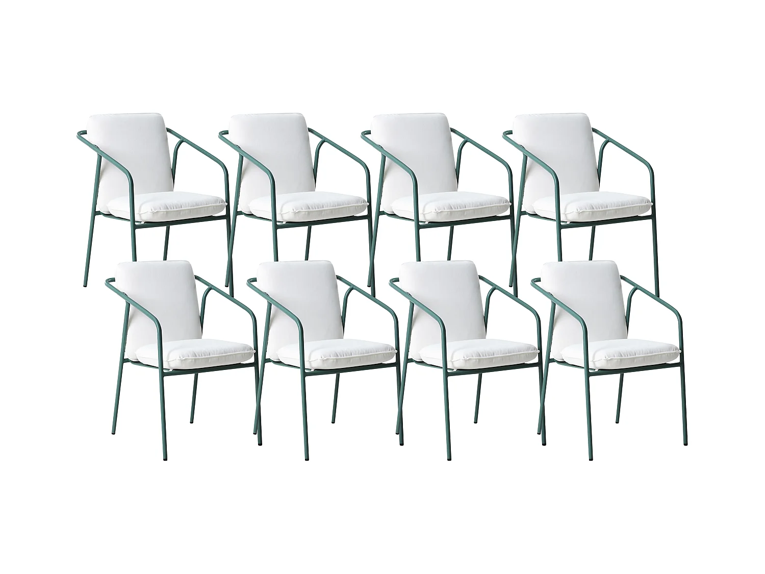 Lot de 8 chaises de jardin avec coussins ASCIANO Métal Vert