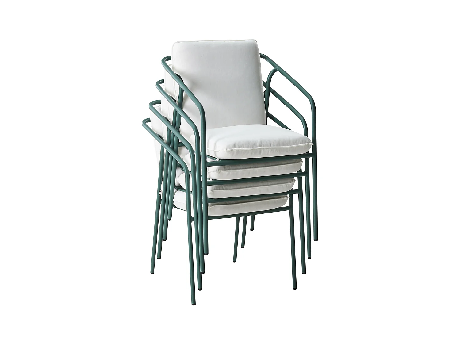 Lot de 8 chaises de jardin avec coussins ASCIANO Métal Vert