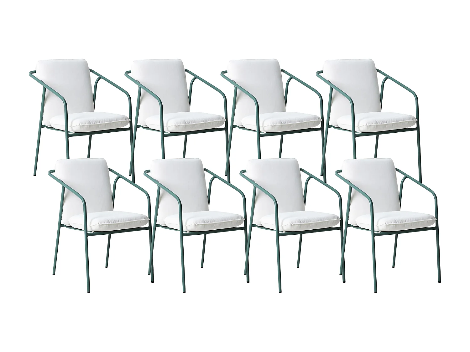 Lot de 8 chaises de jardin avec coussins ASCIANO Métal Vert