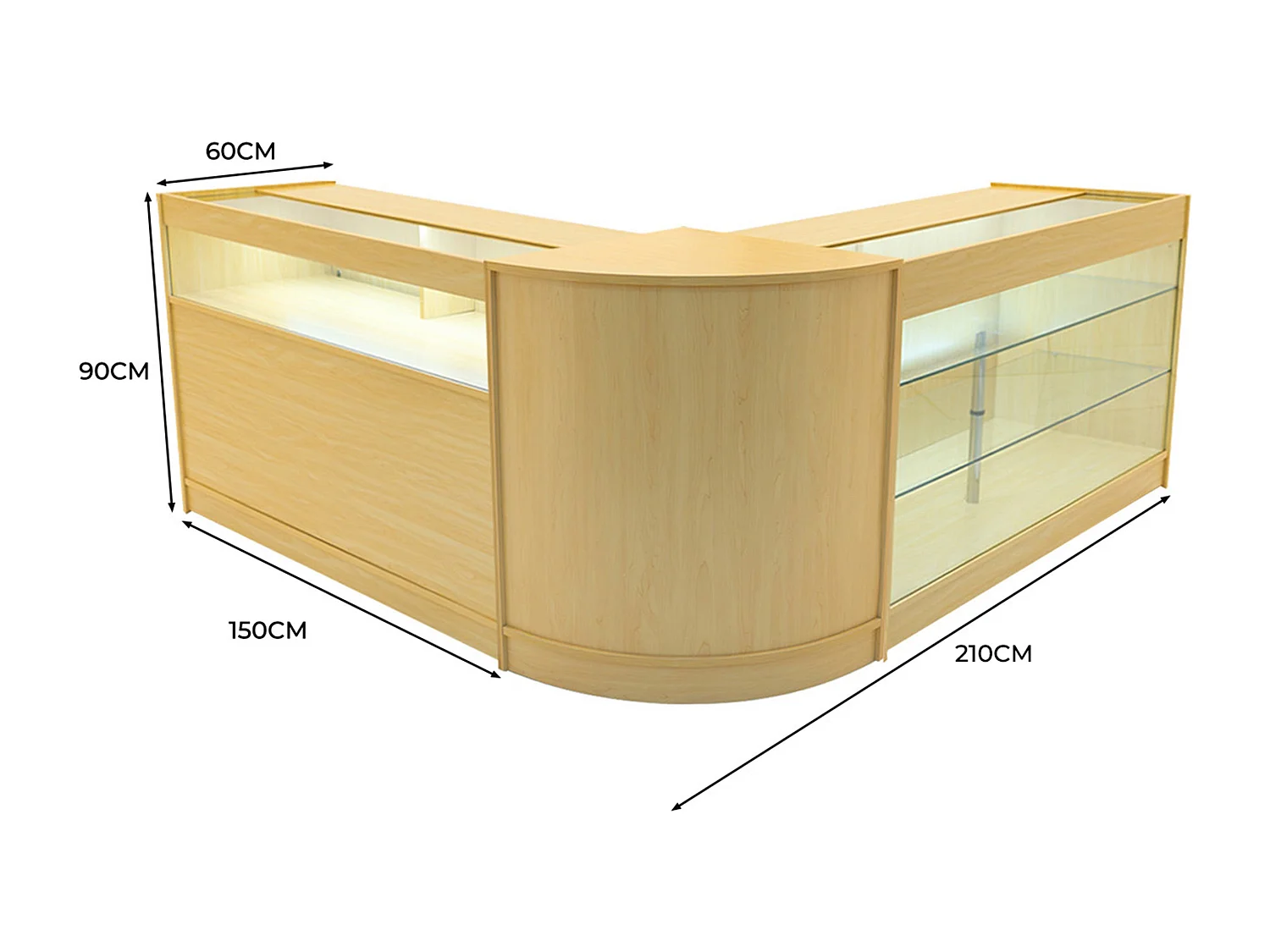 Triton LED Winkel Toonbank Set K1500, B1500 & CM60 - Esdoorn