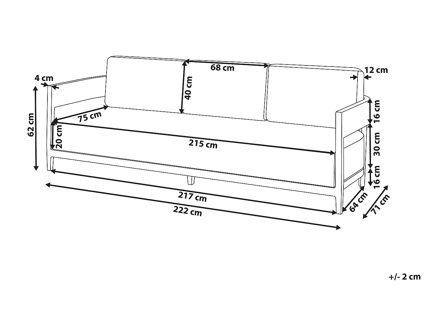 Canapé de jardin 3 places SAMPIERI Métal Marron