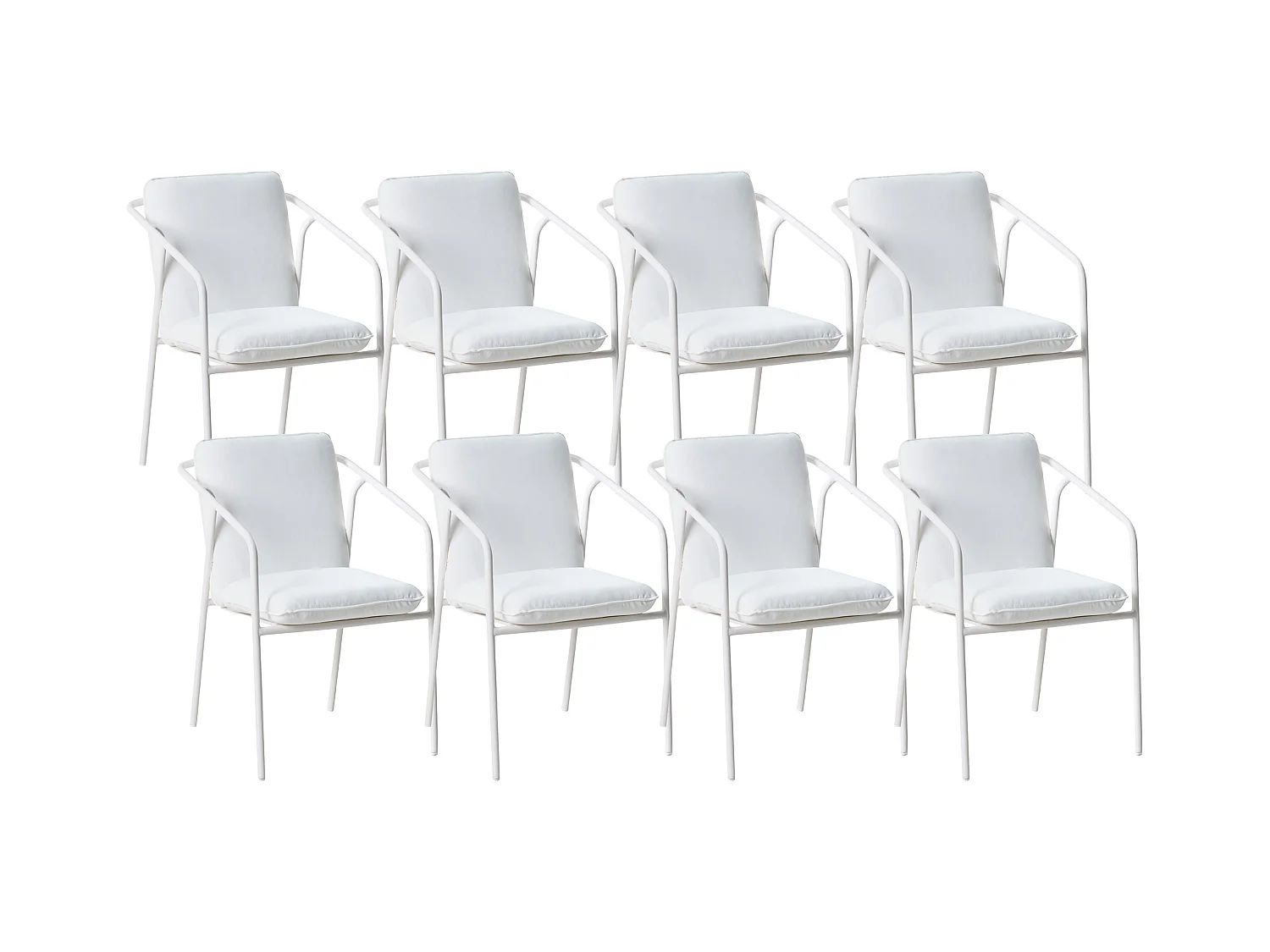 Lot de 8 chaises de jardin avec coussins ASCIANO Métal Blanc