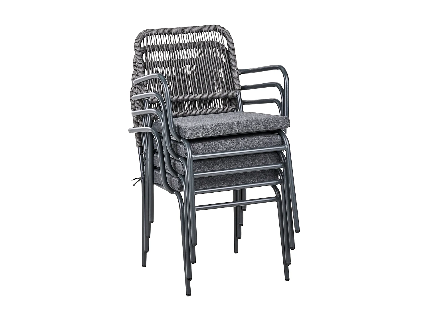 Lot de 8 chaises de jardin avec coussins TACENO Métal Gris