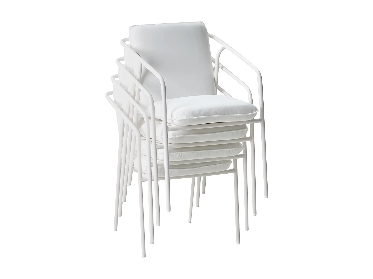 Lot de 4 chaises de jardin avec coussins ASCIANO Métal Blanc