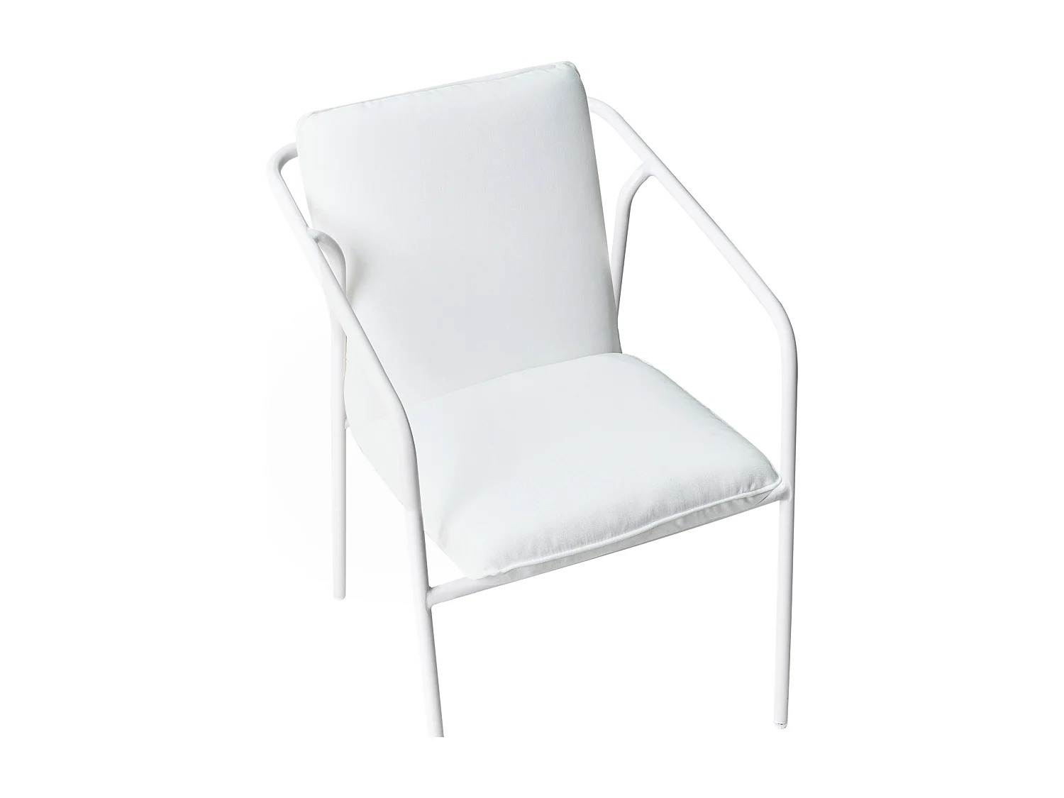 Lot de 4 chaises de jardin avec coussins ASCIANO Métal Blanc
