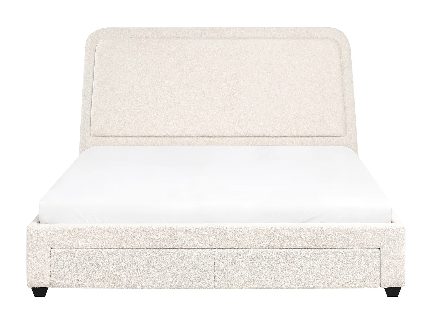 Lit avec tiroirs de rangement Bouclé SARDENT 180 x 200 cm Blanc cassé