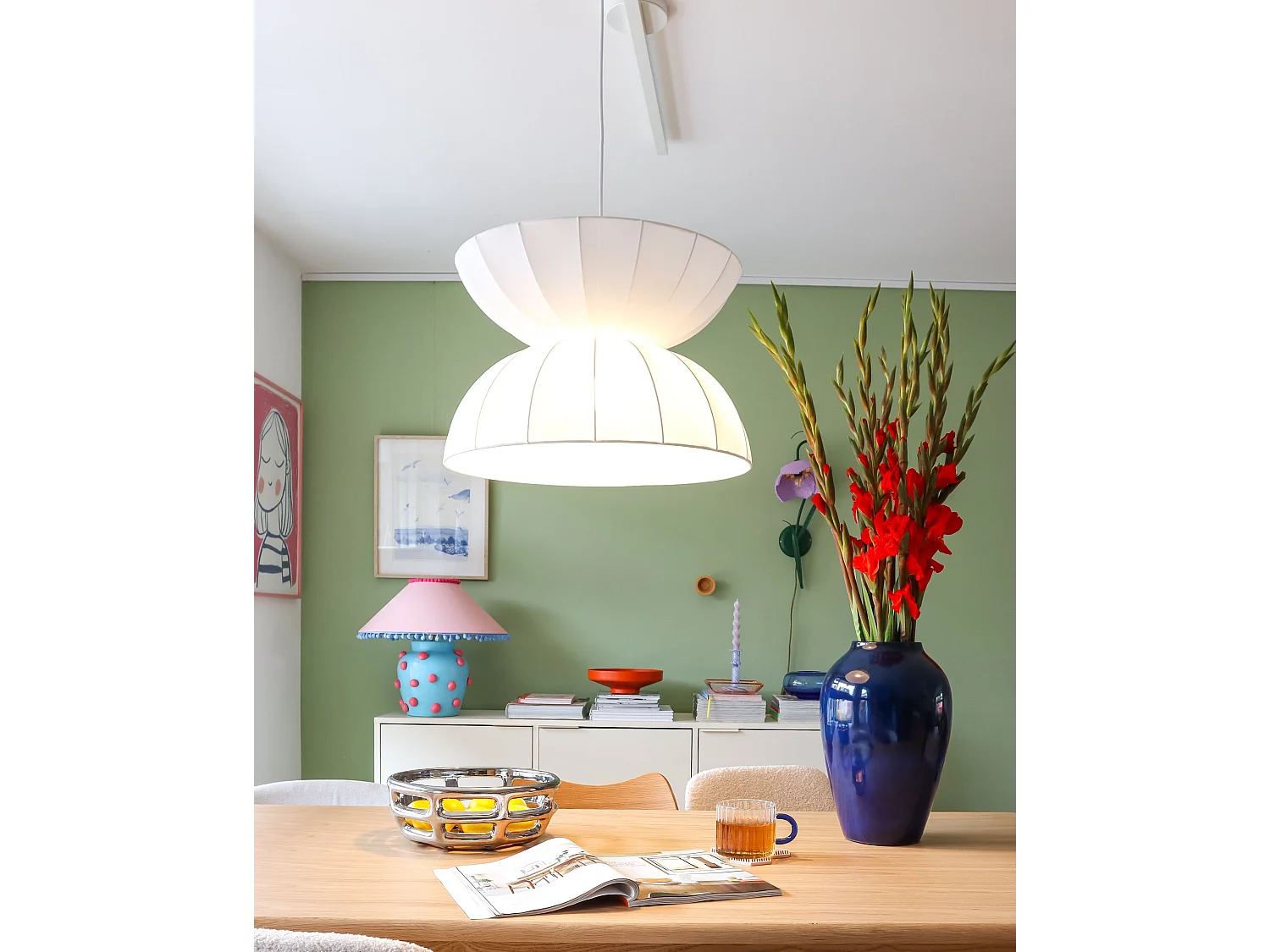 Lampe suspension DEBONS Viscose Blanc