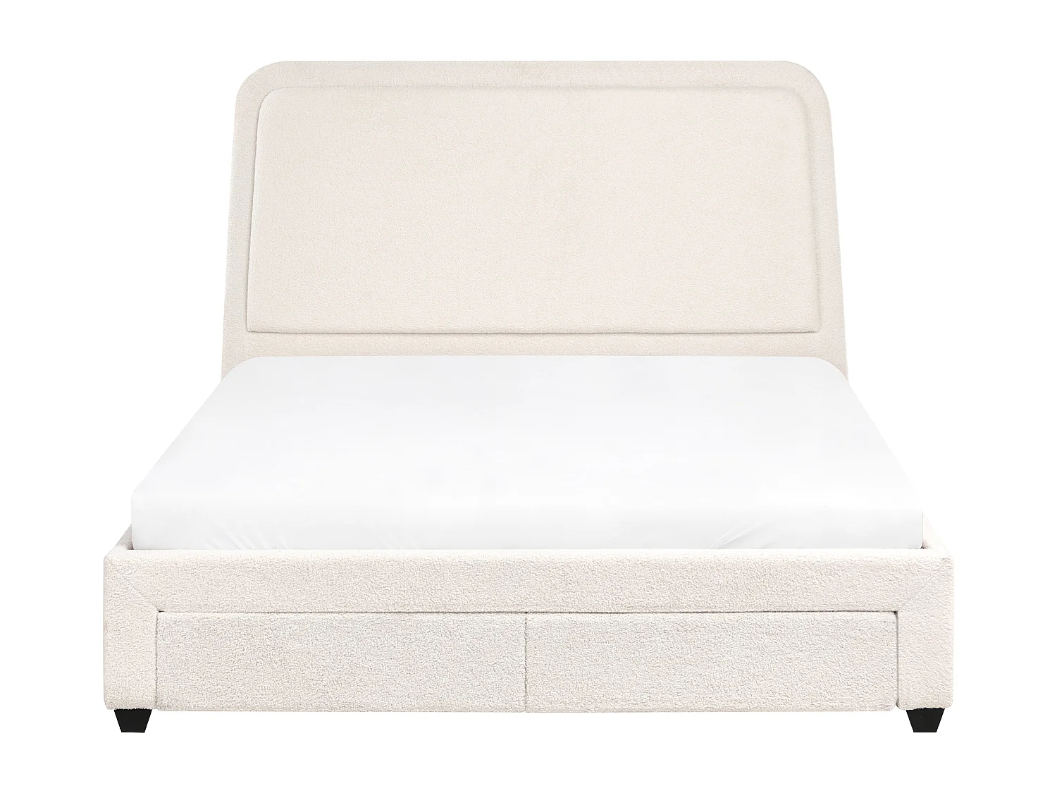 Lit avec tiroirs de rangement Bouclé SARDENT 160 x 200 cm Blanc cassé