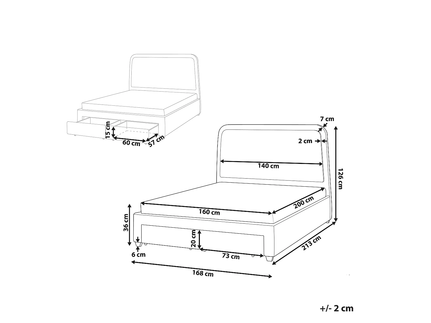 Bed with Storage Drawers SARDENT Boucle Off-White 160 x 200 cm (EU King Size)