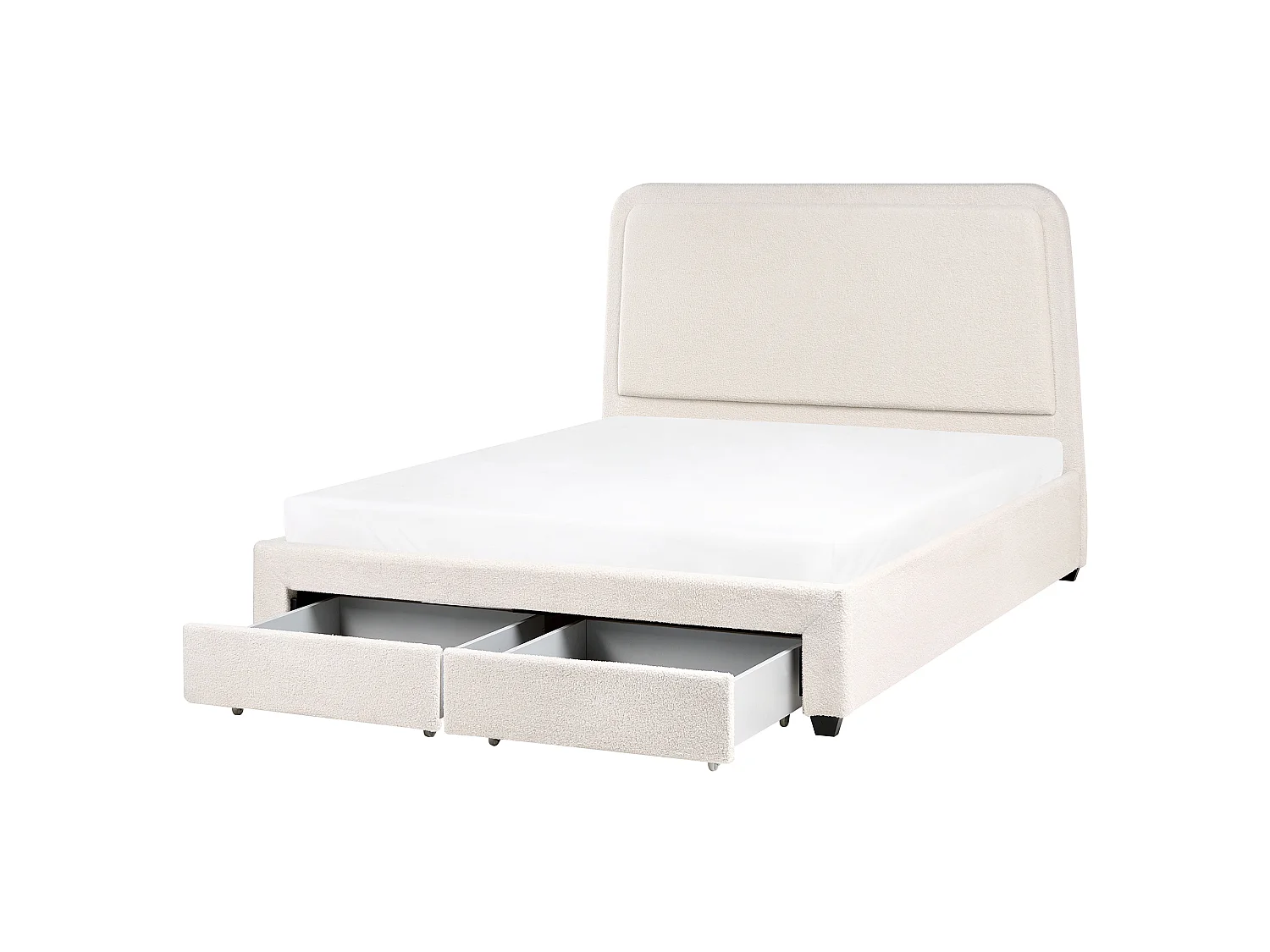 Bed with Storage Drawers SARDENT Boucle Off-White 160 x 200 cm (EU King Size)