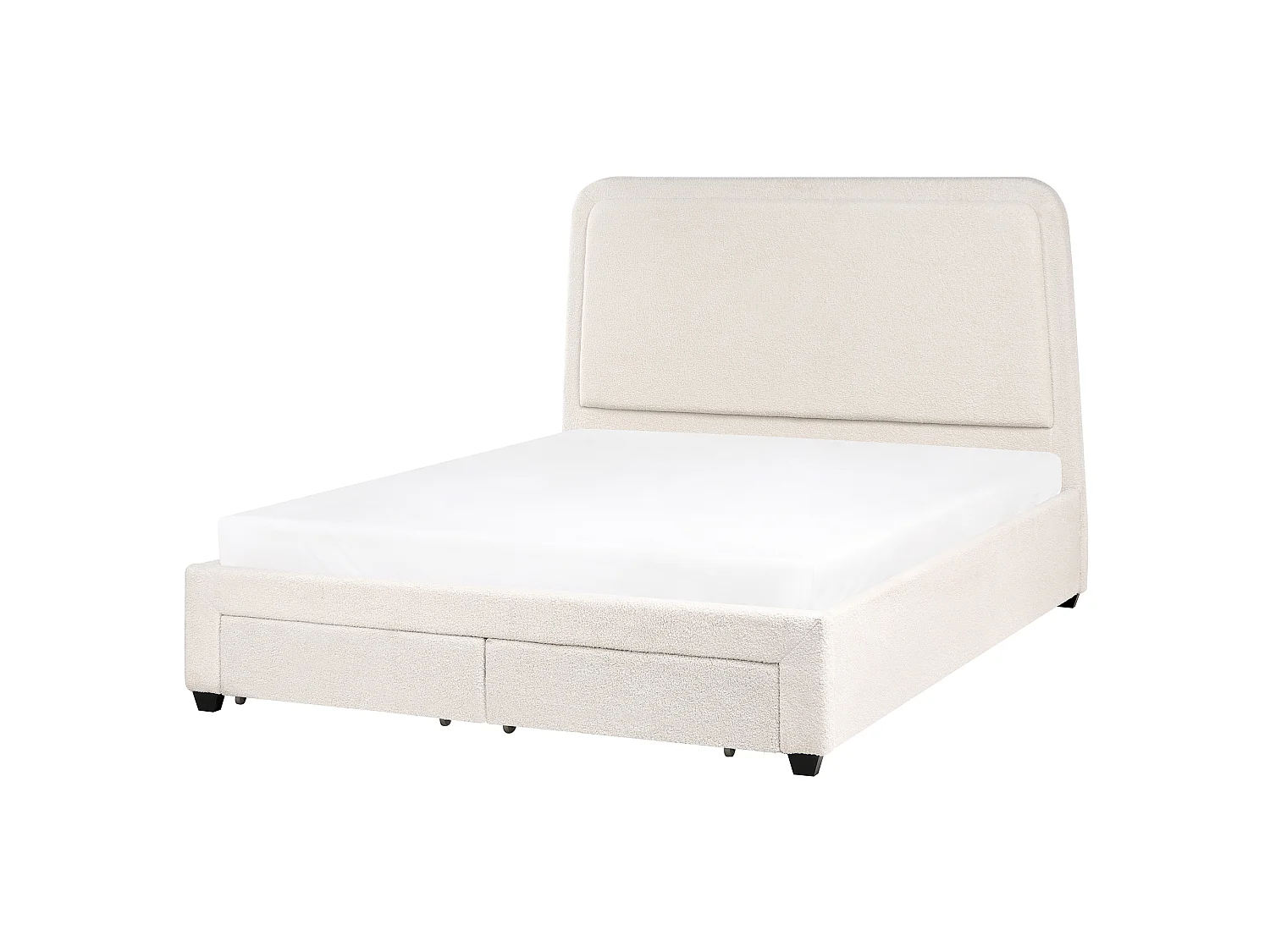 Bed with Storage Drawers SARDENT Boucle Off-White 160 x 200 cm (EU King Size)