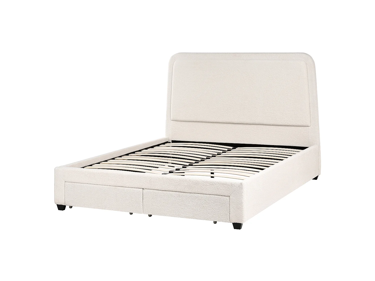 Bed with Storage Drawers SARDENT Boucle Off-White 160 x 200 cm (EU King Size)