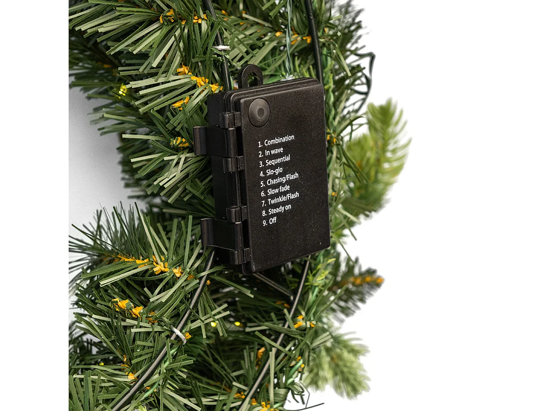 Grinalda de Natal "Madame" com micro-LEDs atrás da porta em PE com efeito real touch, 45 cm