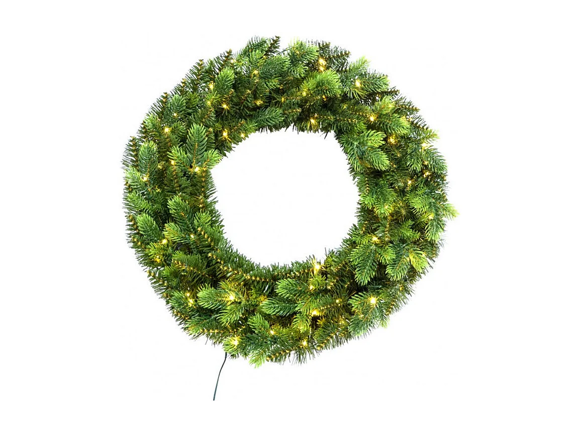 Corona navideña "Madame" con microLED detrás de la puerta en PE con efecto táctil real, 60 cm