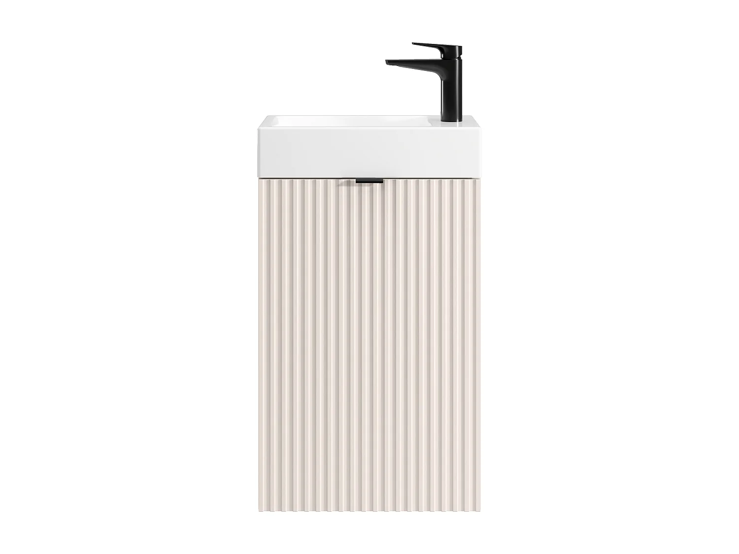 Meuble lave main strié porte réversible beige - H60 x L40 x P22 - VAHIRA