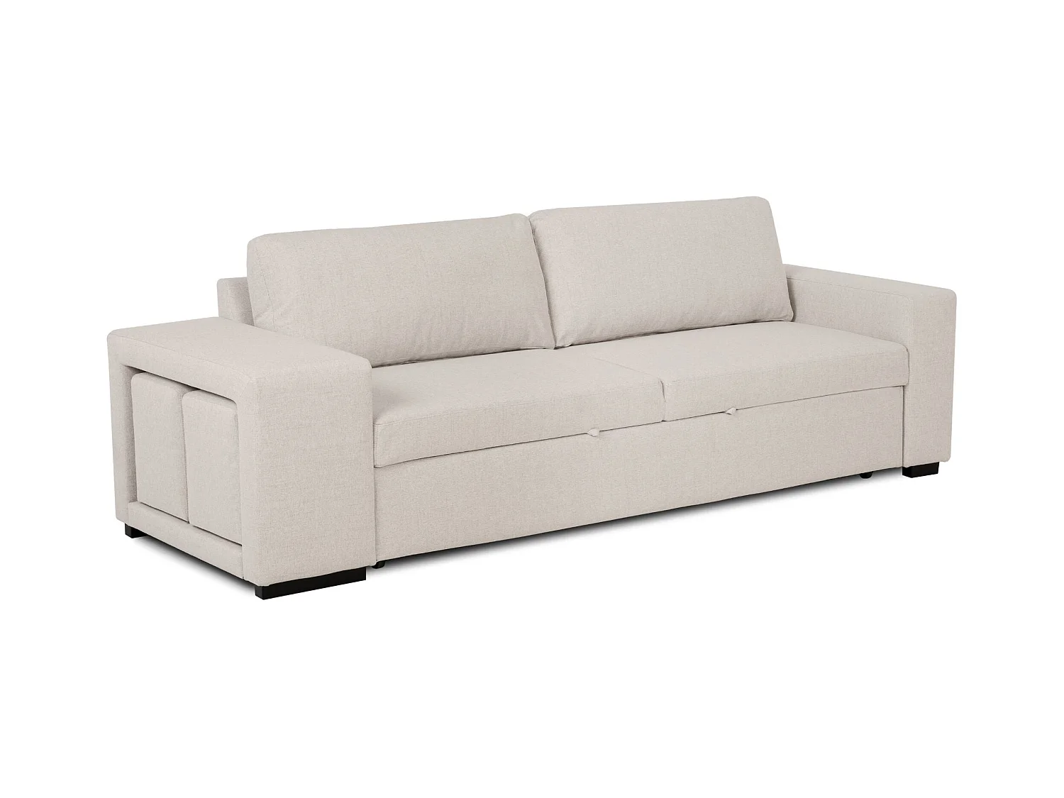BUDWING Canapé-Lit Avery Beige avec 2 Poufs - 3 Places - 248x117x90 cm