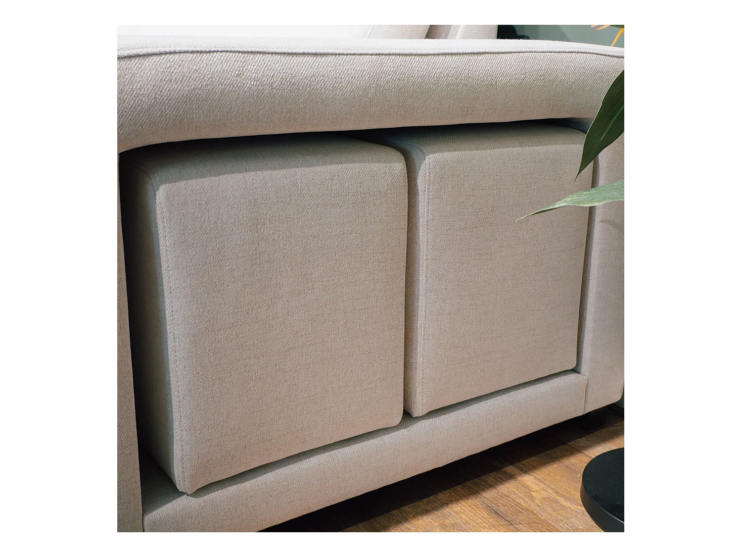 BUDWING Canapé-Lit Avery Beige avec 2 Poufs - 3 Places - 248x117x90 cm