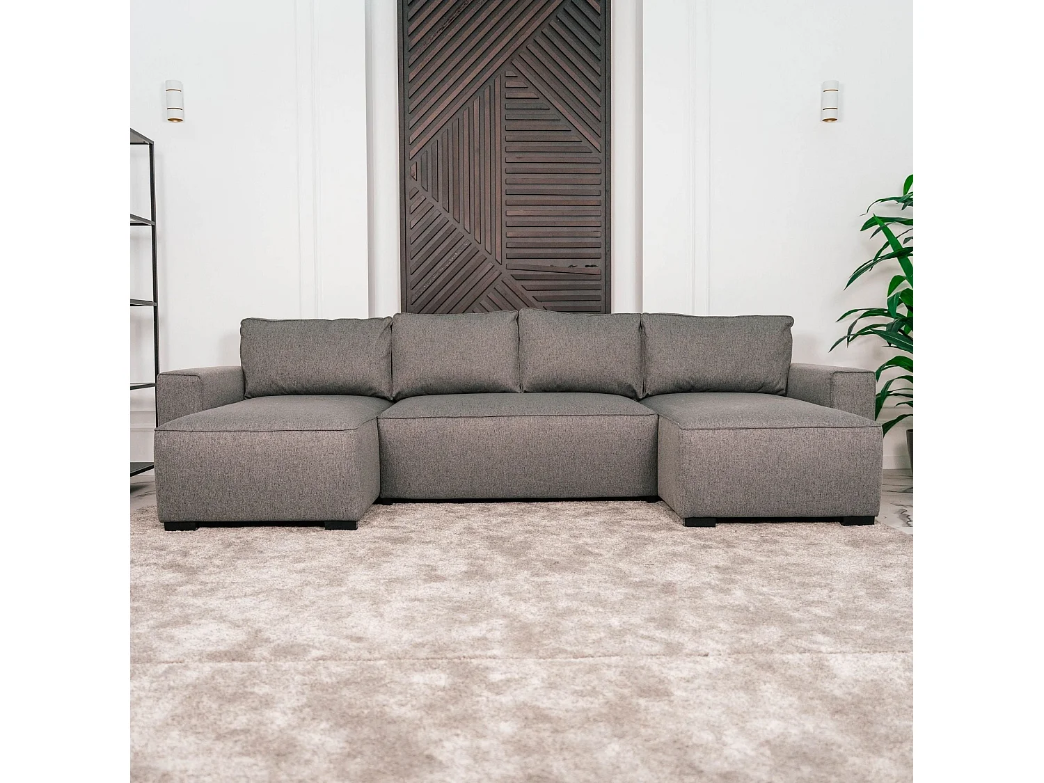 BUDWING Canapé-Lit Chaise Longue Jordan Gris - 5 Places - 317x157x91 cm