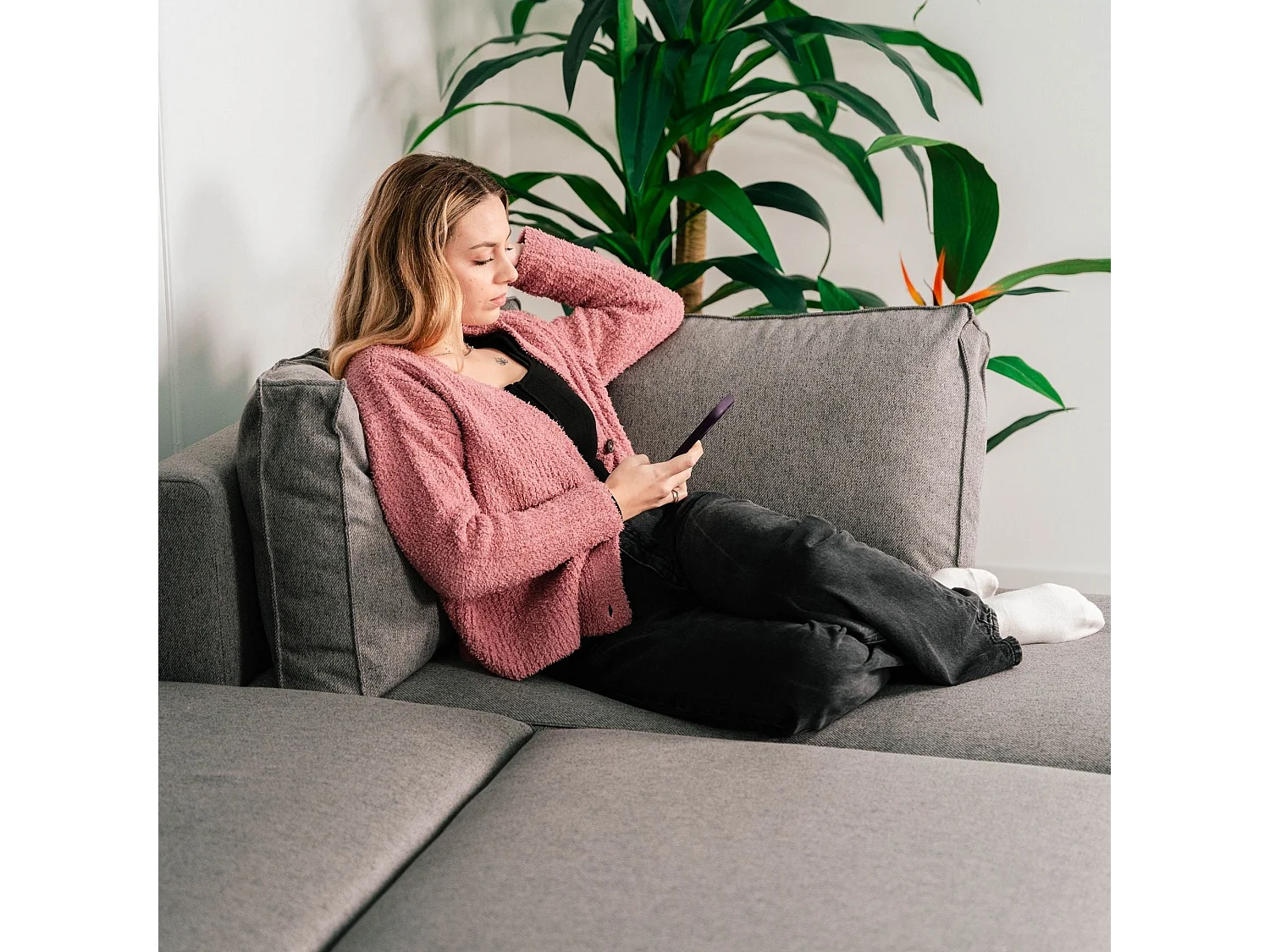 BUDWING Canapé-Lit Chaise Longue Jordan Gris - 5 Places - 317x157x91 cm