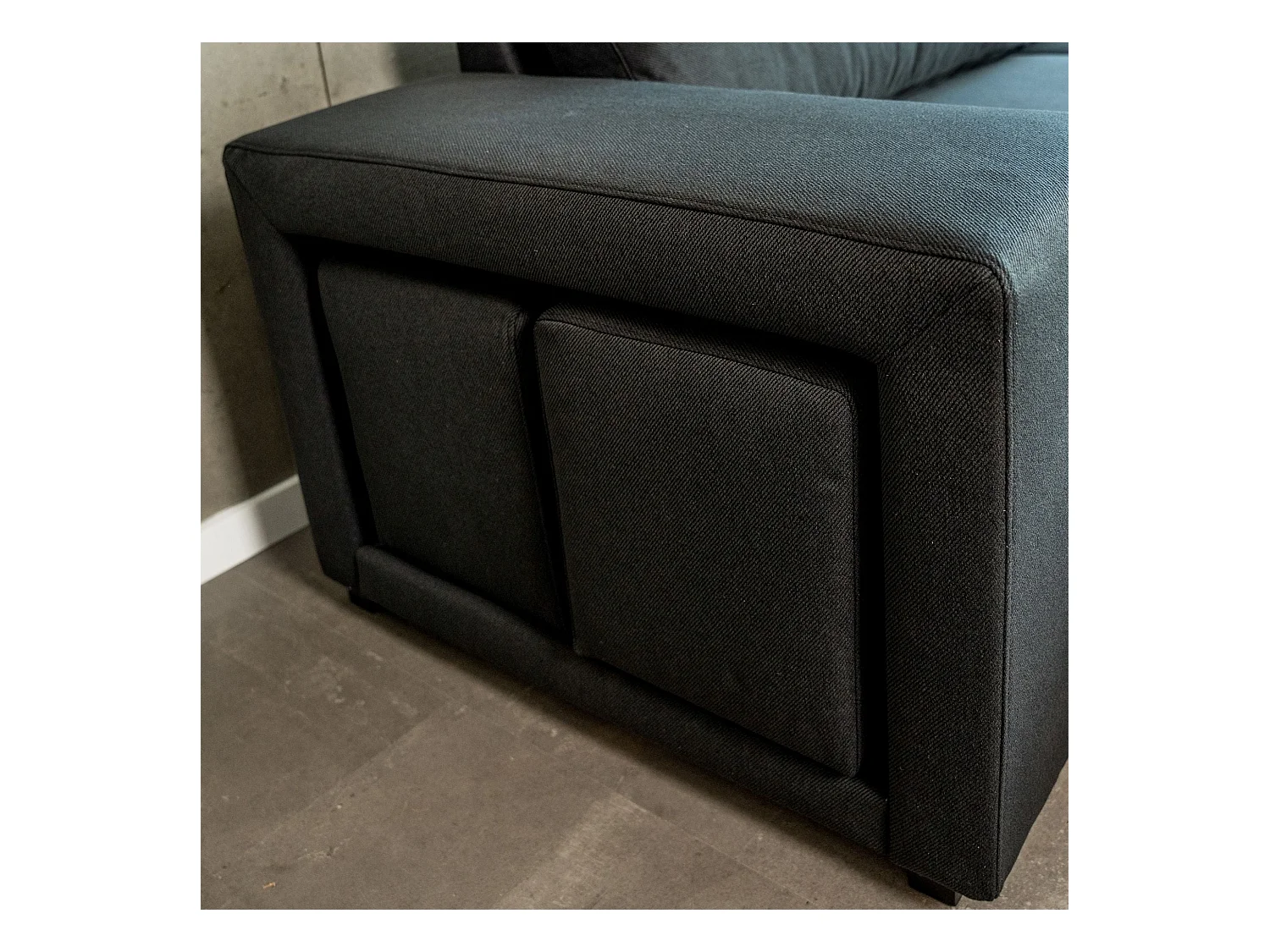 BUDWING Canapé-Lit Avery Noir avec 2 Poufs - 3 Places - 248x117x90 cm