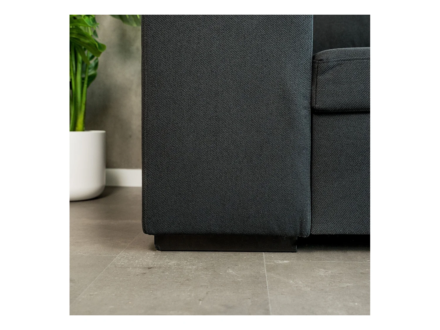 BUDWING Canapé-Lit Avery Noir avec 2 Poufs - 3 Places - 248x117x90 cm