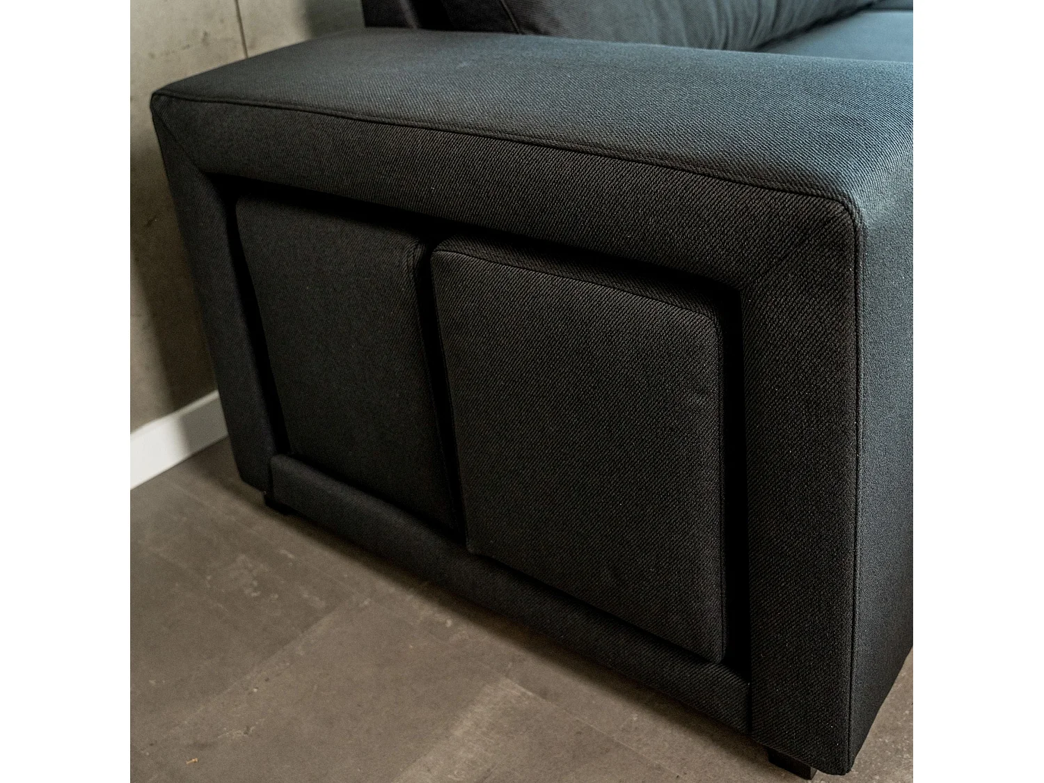 BUDWING Canapé-Lit Avery Noir avec 2 Poufs - 3 Places - 248x117x90 cm